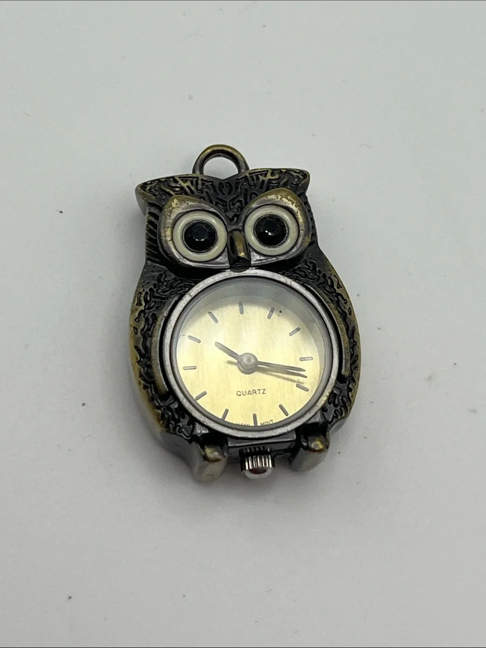 Owl Pendant Quartz Watch Necklace - Bronze Tone
